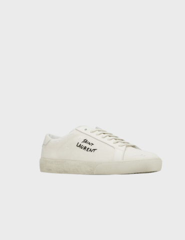 Saint Lauren COURT CLASSIC SL/06 EMBROIDERED SNEAKERS IN CANVAS AND LEATHER
