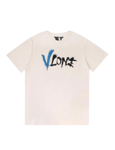 Vlone Staple Blue Black Logo T-shirt SS23 (Vintage White)