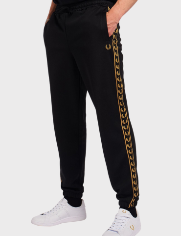 Fred Perry Contrast Gold Taped Track Pants SS23 (Black)