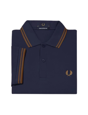 Fred Perry Bronze Double Stripe French NavyPolo Shirt