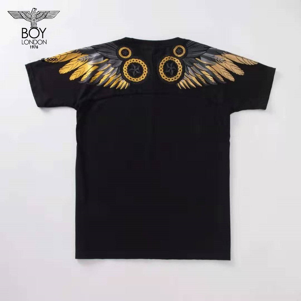 Boy London Grey Gold Eagle Feather Wings Tee (Black)