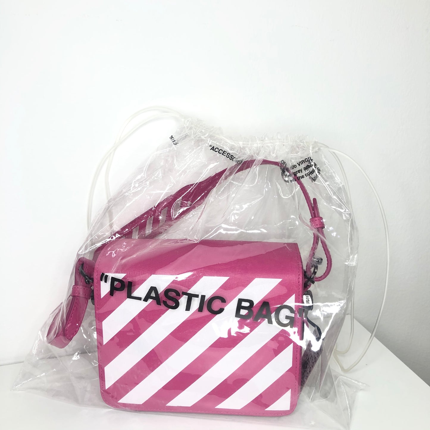 Off-White C/O Virgil Abloh 19SS Pink Stripe Shoulder Bag - Shop Streetwear, Sneakers, Slippers and Gifts online | Malaysia - The Factory KL