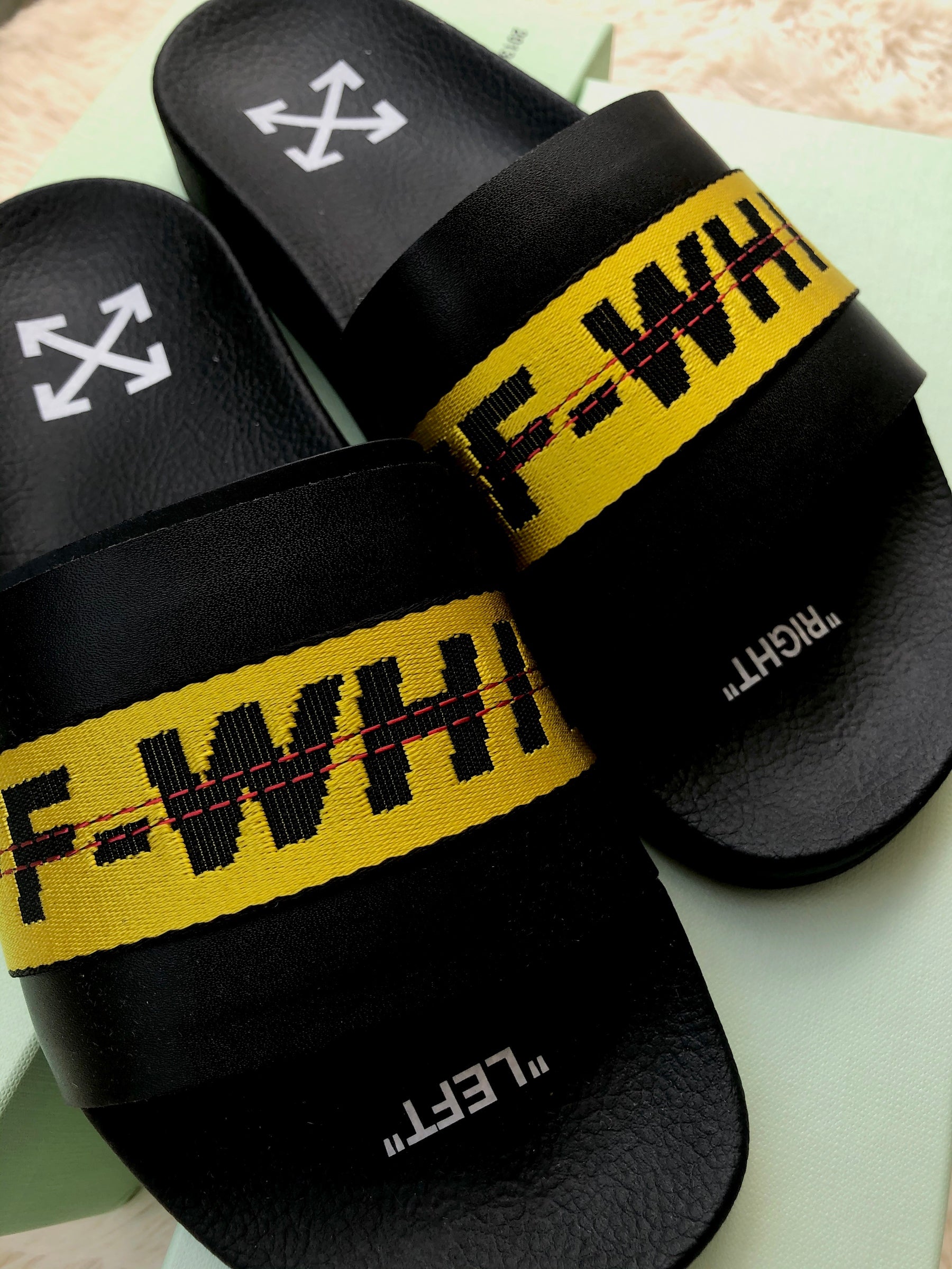 OFF-WHITE Industrial Logo-embroidered Sandal Yellow - Shop Streetwear, Sneakers, Slippers and Gifts online | Malaysia - The Factory KL