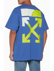 Off White White and Bright yellow S/S Split Logo T-Shirt (Blue)