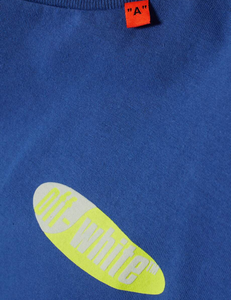 Off White White and Bright yellow S/S Split Logo T-Shirt (Blue)