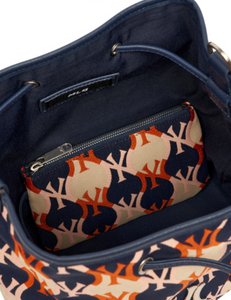 MLB Argyle Monogram New York Yankees Large Bucket Bag (Blue)