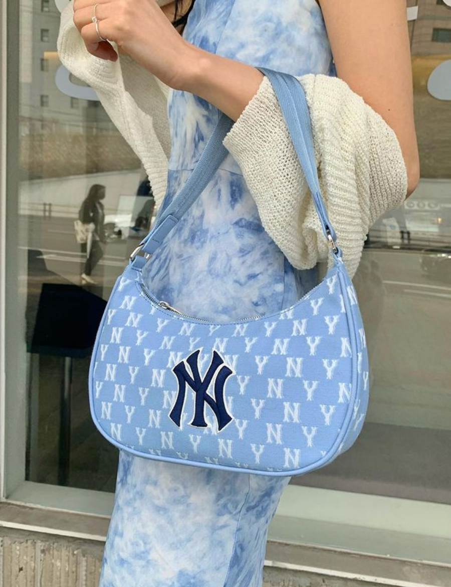 MLB Monogram Jacquard Hobo Bag (Light Blue)