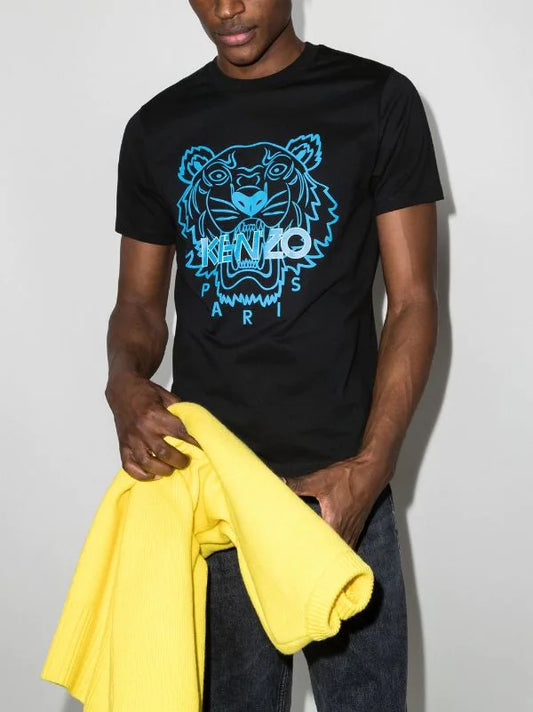 Kenzo Blue Tiger Printed T-shirt (Black)