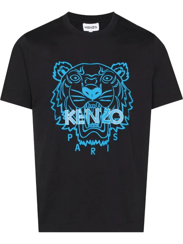 Kenzo Blue Tiger Printed T-shirt (Black)