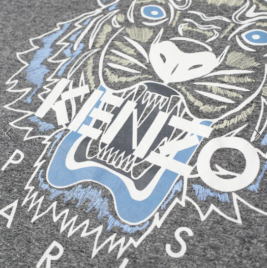 Kenzo Grey Blue Tiger Logo T-Shirt - Shop Streetwear, Sneakers, Slippers and Gifts online | Malaysia - The Factory KL