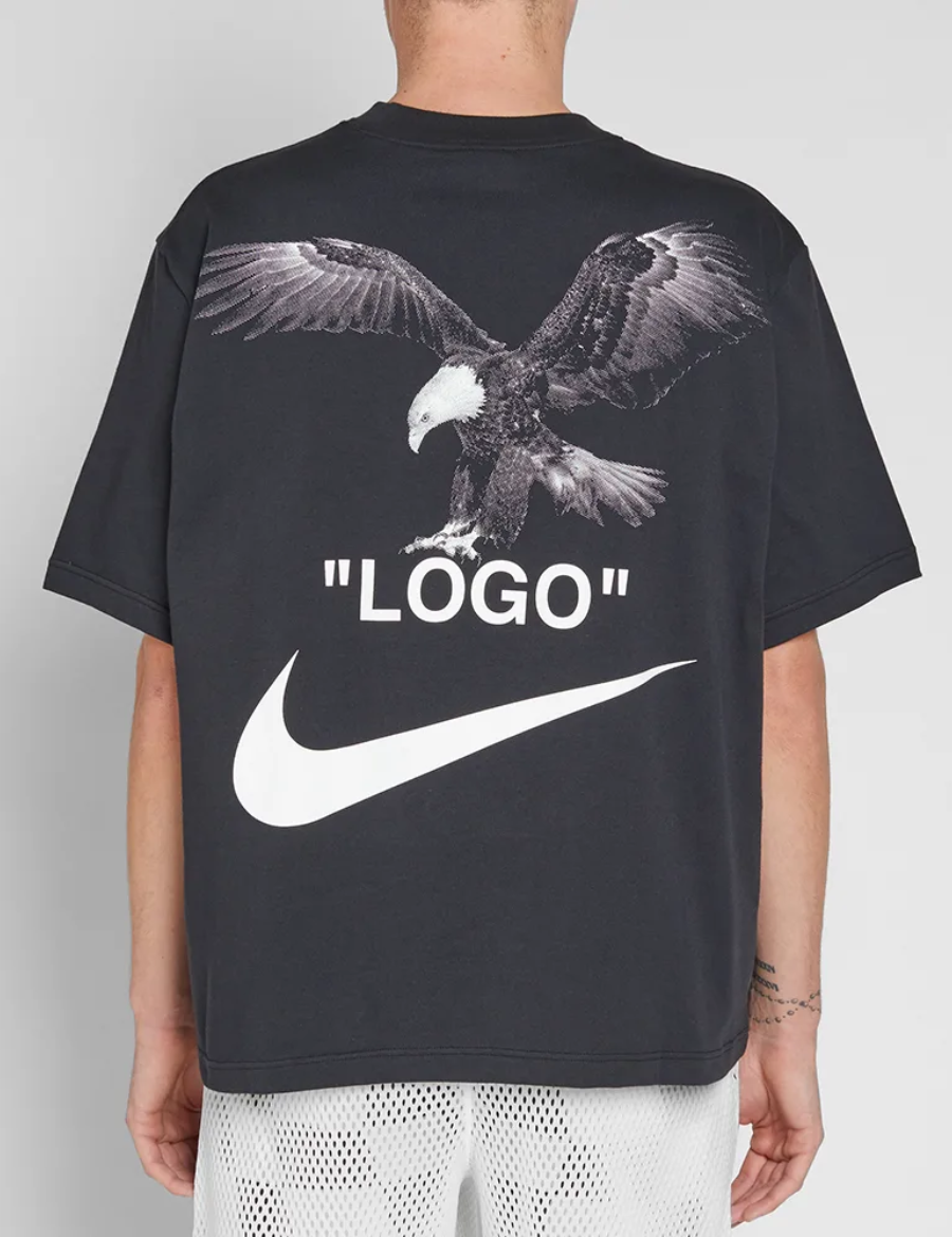 Off White x Nike Crop Eagle Logo Printing T Shirt (Black)