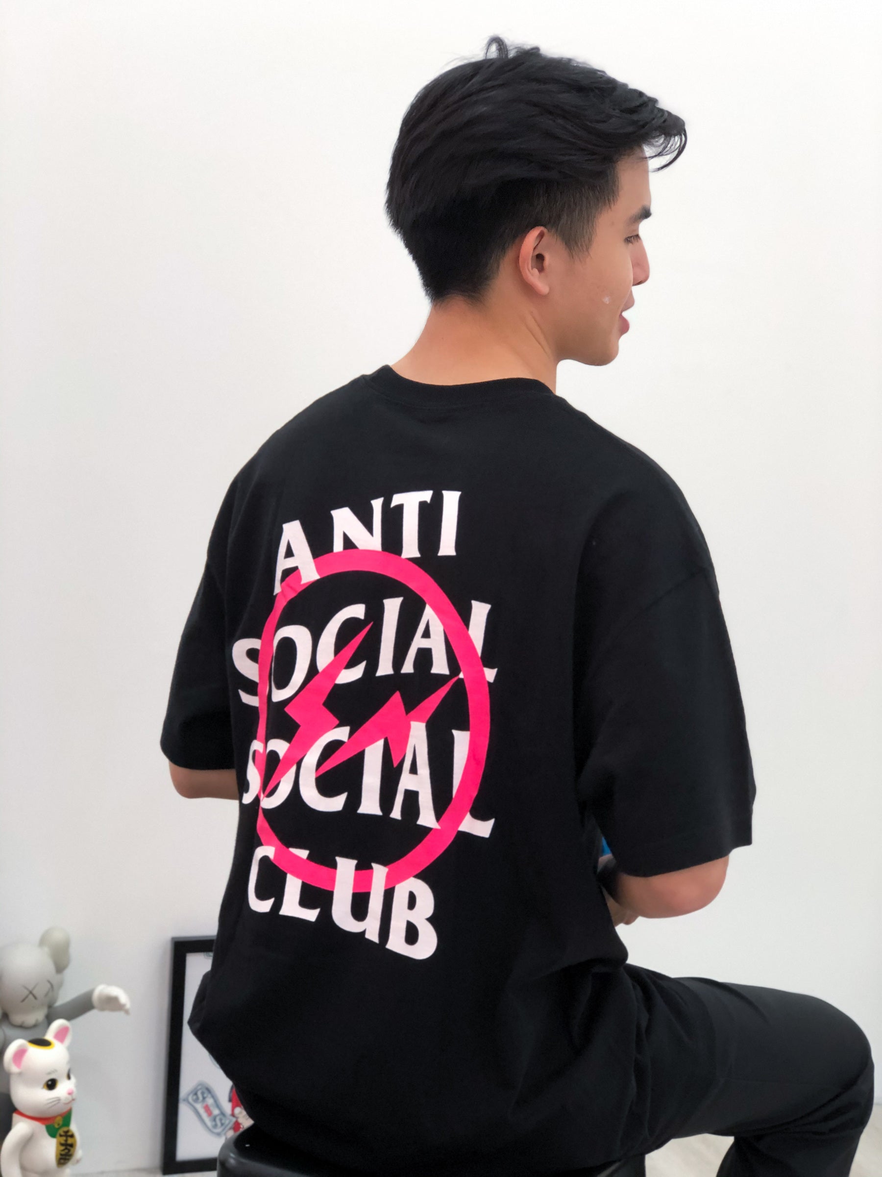 Anti Social Social Club x Fragment with Pink Logo T Shirt The