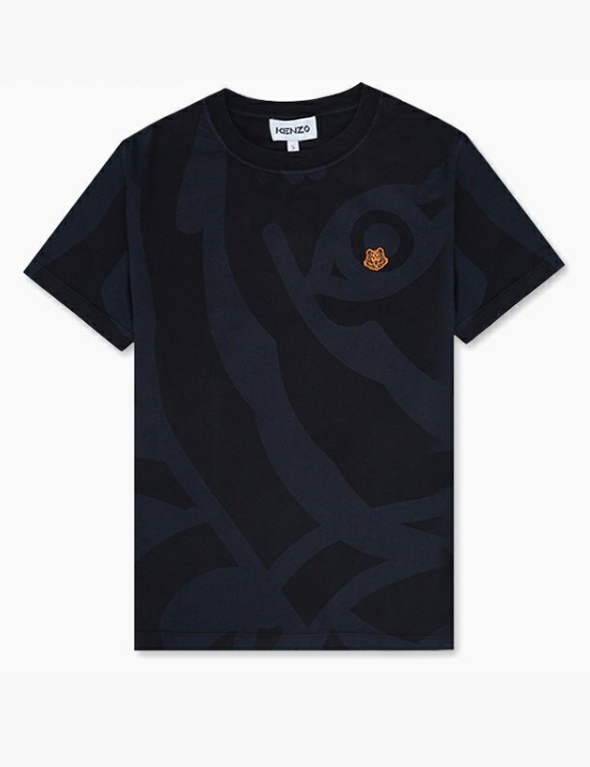 Kenzo Tiger Crest Embroidered and Eye Graphic Black T-shirt