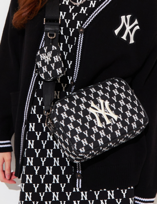 MLB Monogram Jacquard Crossbody Bag (Black)