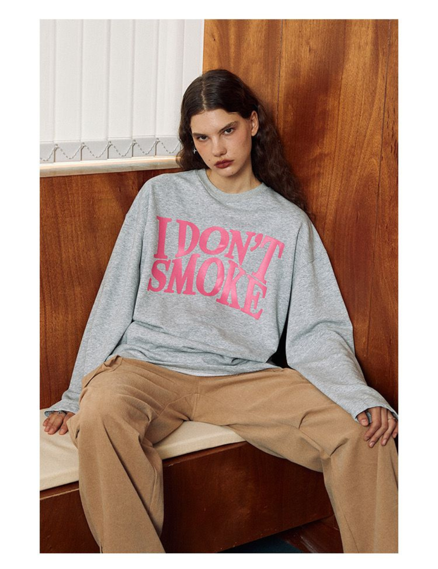 I Don't Smoke Basic Logo Sweatshirt (Grey)