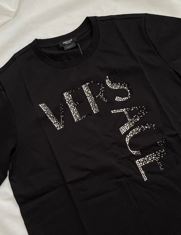 Versace Logo Crystal T-Shirt (Black)