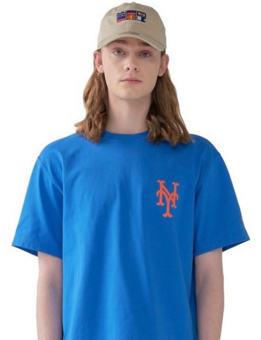 MLB New Era New York Yankees NY Orange Logo T-shirt (Blue)