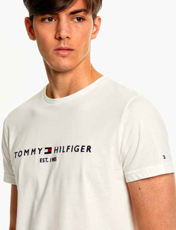 Tommy Hilfiger Organic Cotton Embroidered Logo T-Shirt (White)