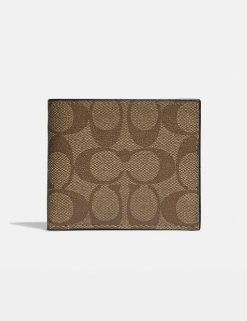 COACH Id Billfold Wallet In Signature Canvasb (Brown)