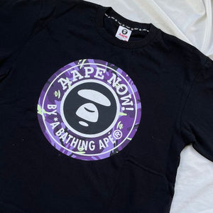 AAPE ARMY ROUND CAMO LOGO TEE (BLACK)