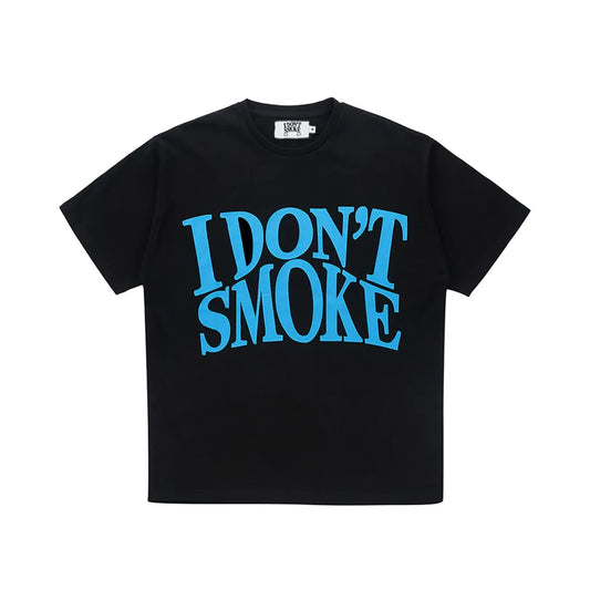 DONSMOKE Basic Logo "Blue Slogan" Printing T-Shirt (Black)