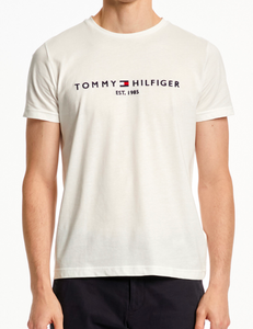 Tommy Hilfiger Organic Cotton Embroidered Logo T-Shirt (White)