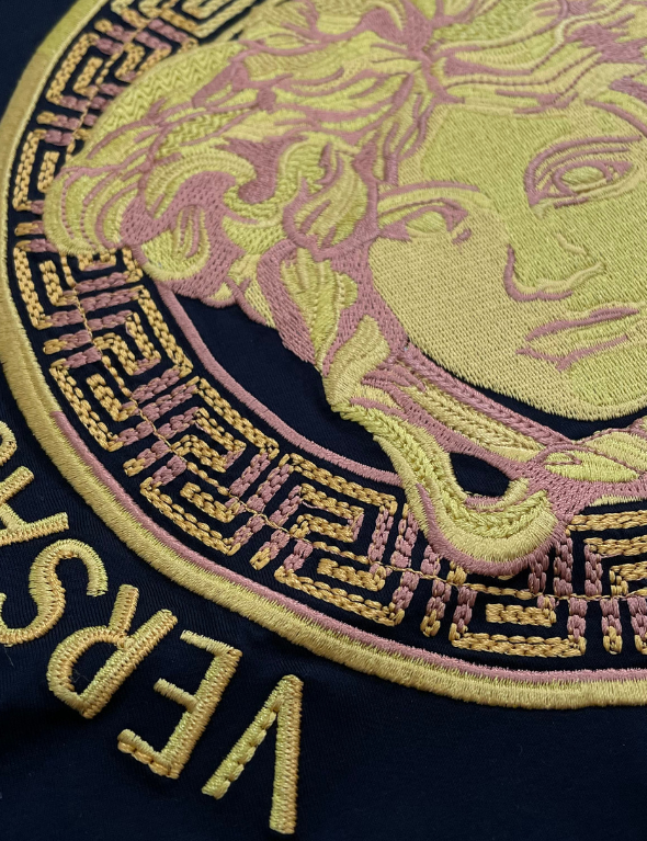 Versace Medusa Amplified Embroidered Tee (Black)