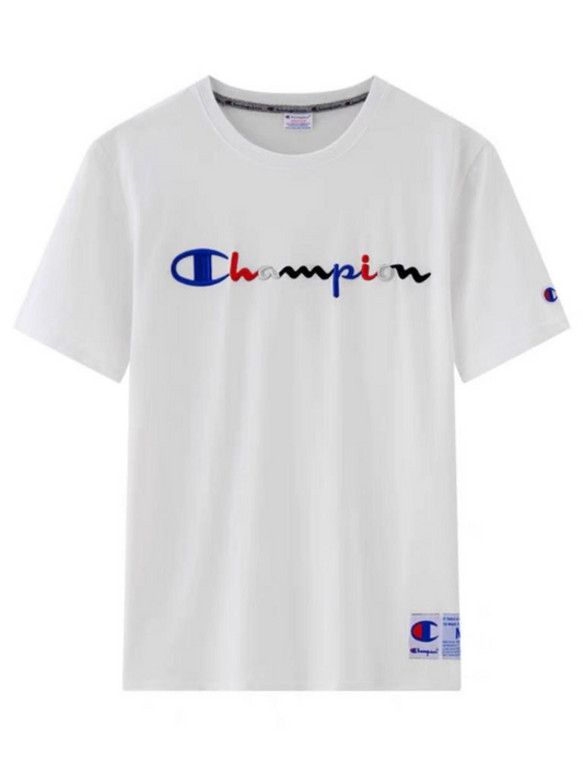 Champion Embroidered Tri Colour Script Logo S/S T-Shirt (White)