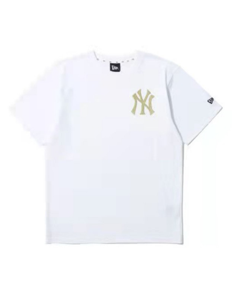 MLB New Era New York Yankees Embroidery Gold Logo T-shirt (White)