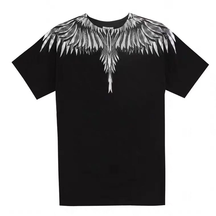 MARCELO BURLON COUNTY OF MILAN SS22- Black Grey Wings Mosaic T-shirt (Black)