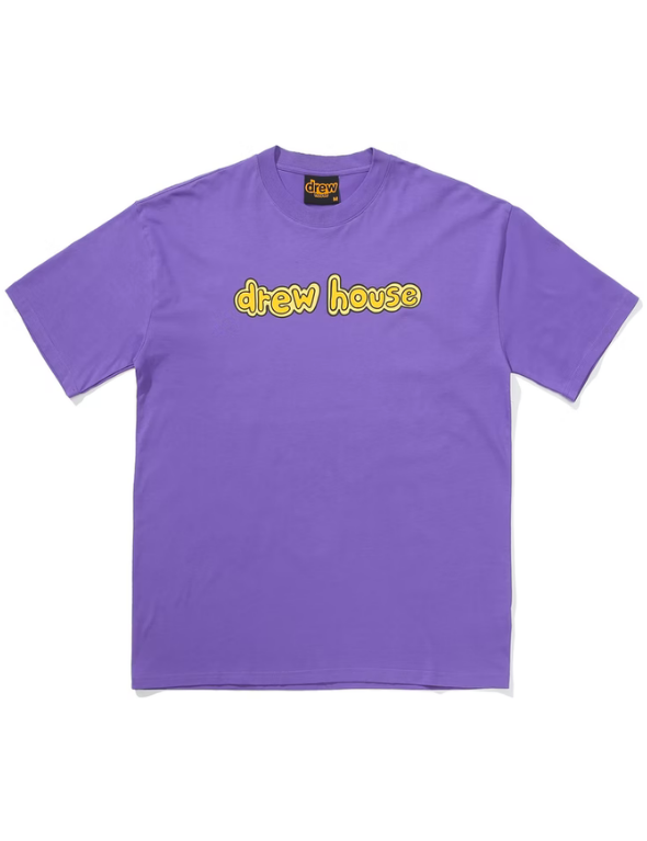 Drew House Smiley Monogram Slogan Hipster High Street FOG Cotton Tee - Violet