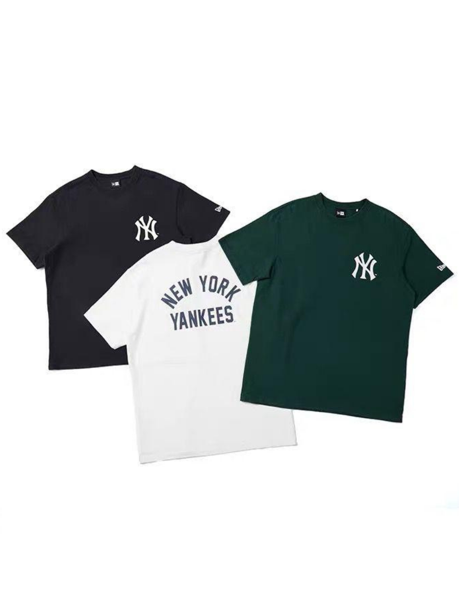 MLB New Era New York Yankees Printed White Logo T-shirt (Black)