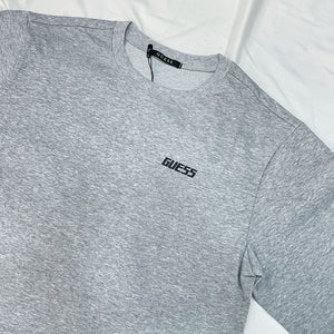 GUESS EMBROIDERED CHEST WORDING LOGO TEE - GREY