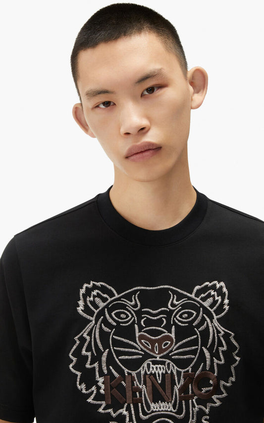 Kenzo Poetic Tiger Embroidered T-shirt (Black)