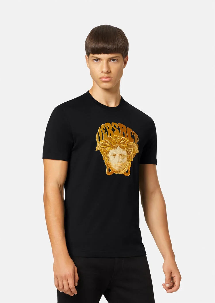 Versace Embroidered Medusa Music T-Shirt (Black)