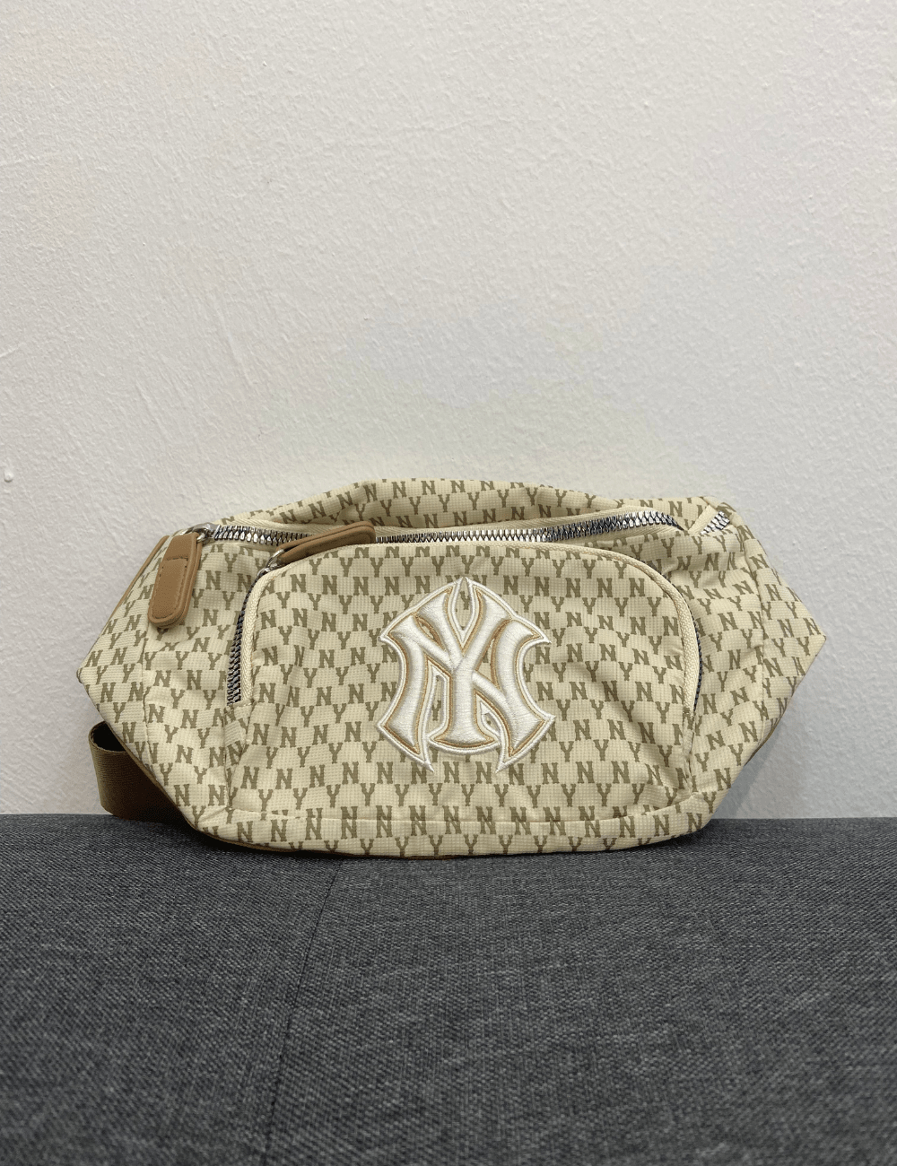 MLB New York Yankees Monogram Waist Bag (Beige) - Shop Streetwear, Sneakers, Slippers and Gifts online | Malaysia - The Factory KL