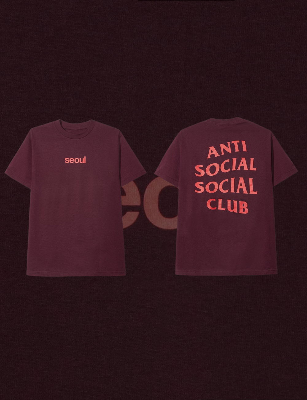 Anti Social Social Club Red Logo Seoul Maroon Tee - Shop Streetwear, Sneakers, Slippers and Gifts online | Malaysia - The Factory KL