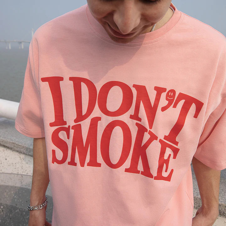 DONSMOKE SS22 Basic Logo "Red Slogan" Printing T-Shirt (Pink)