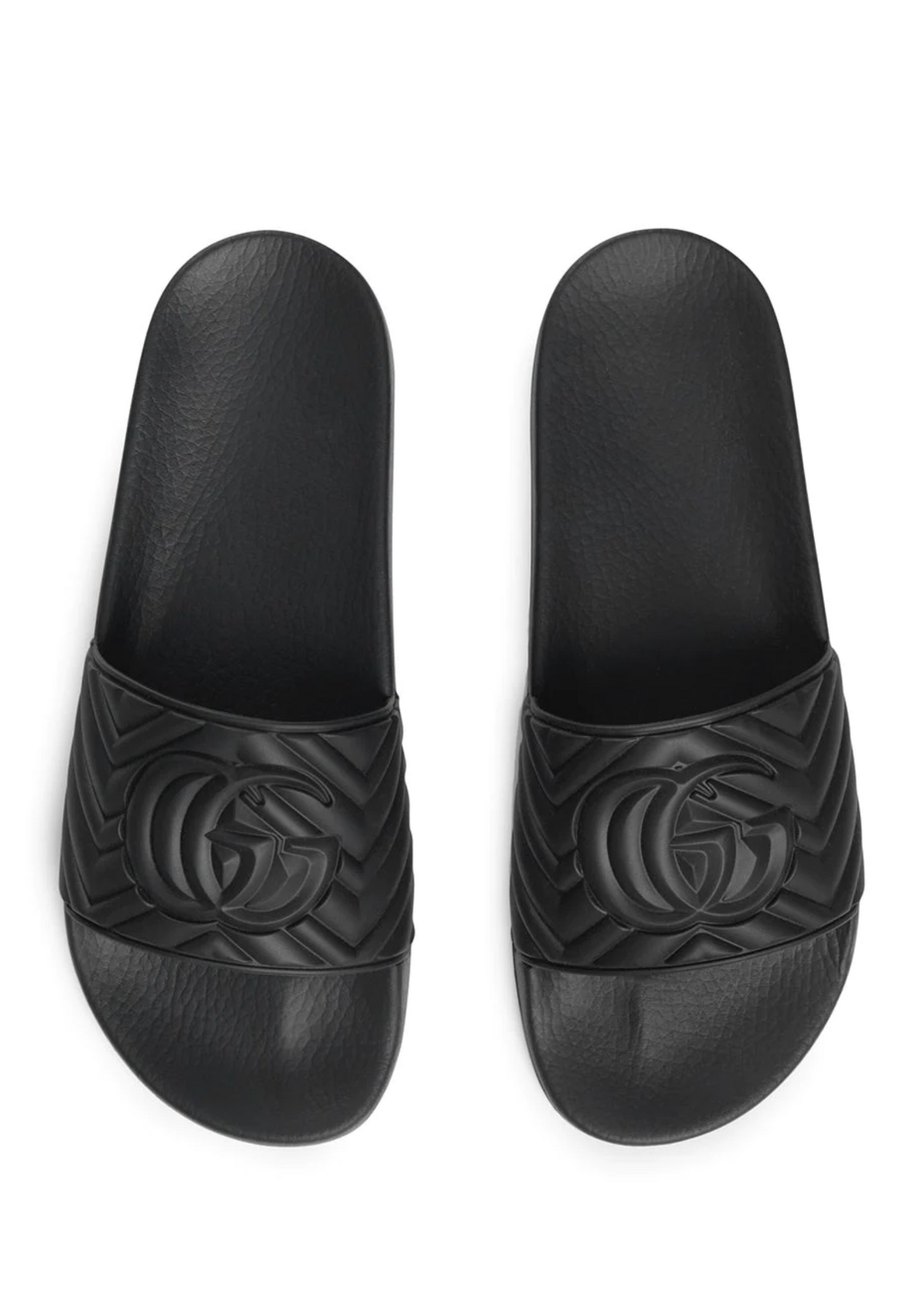 Gucci Matelassé Rubber Slide Sandal ( Black )