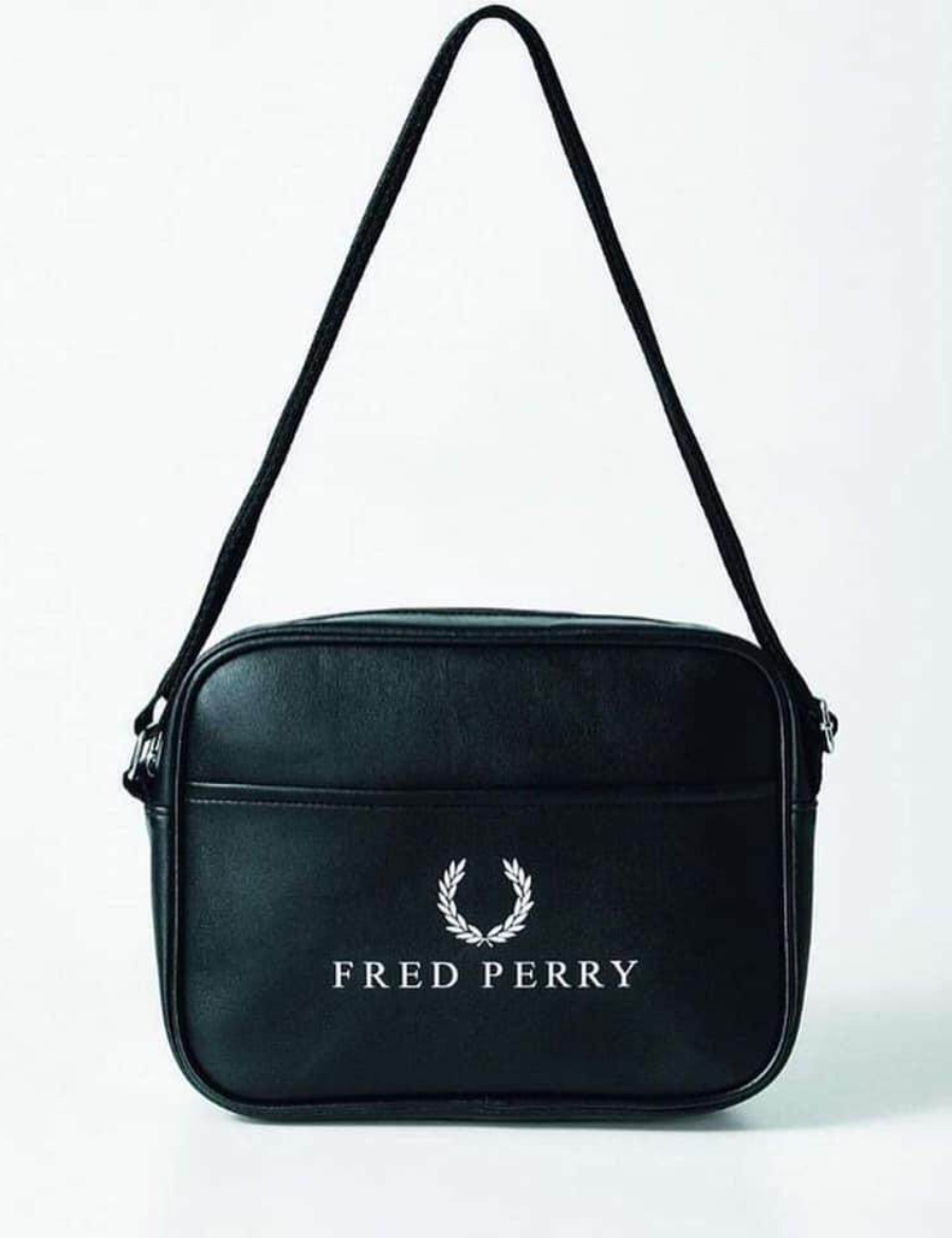 Fred Perry Leather Crossbody Bag (Black)