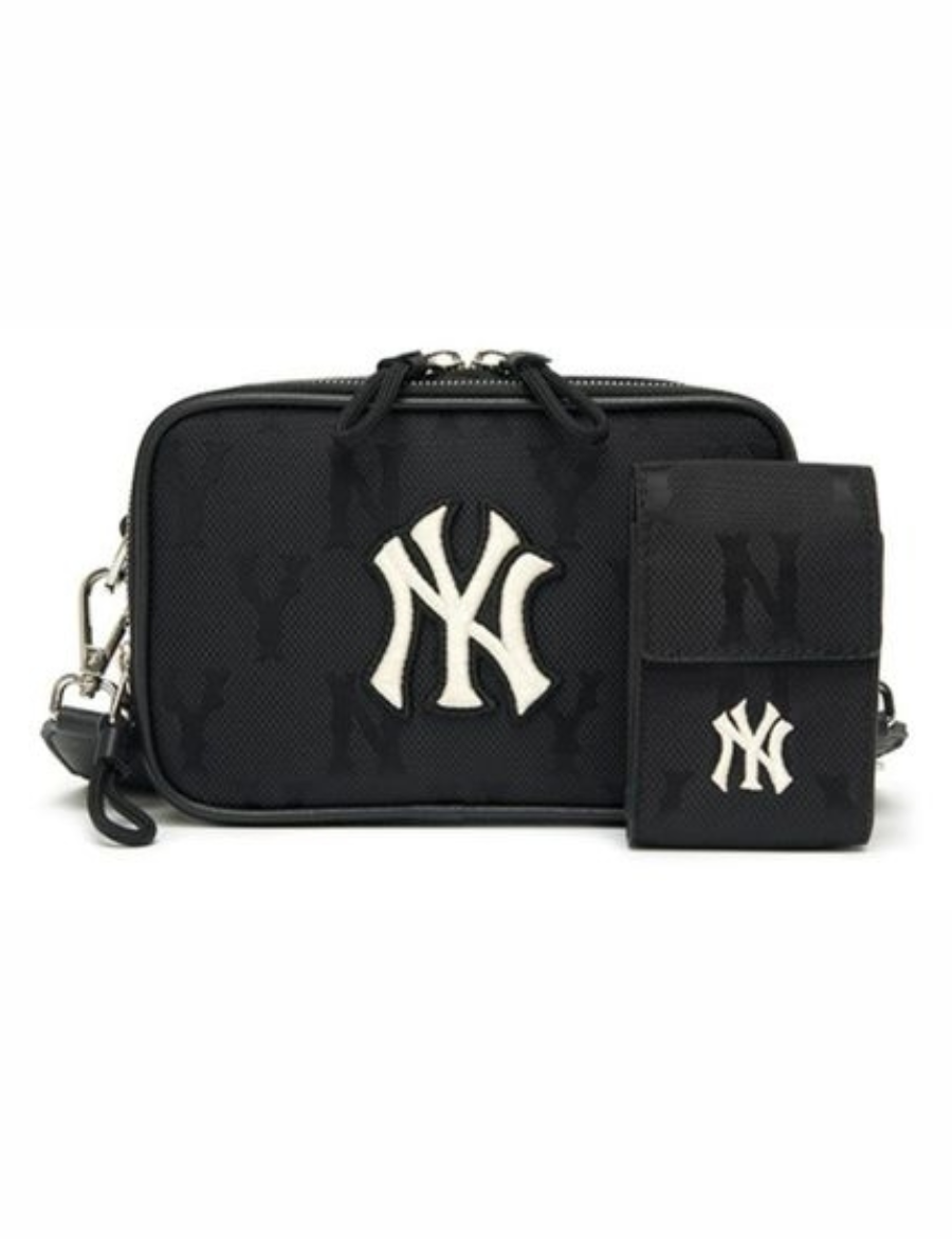 MLB Monogram Nylon Jacquard Mini Crossbody Bag NY (Black)