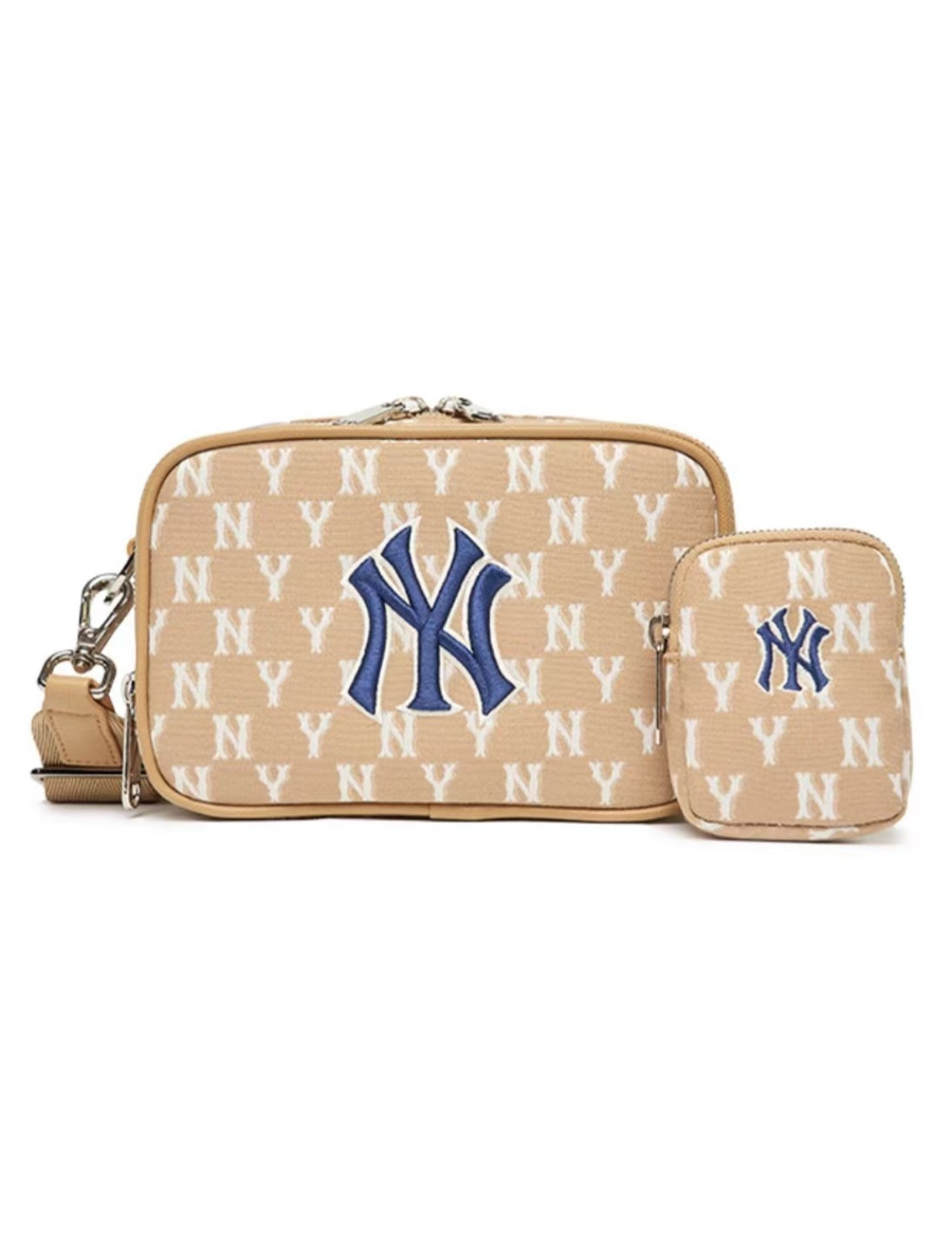 MLB Monogram Jacquard Mini Crossbody Bag (Beige)