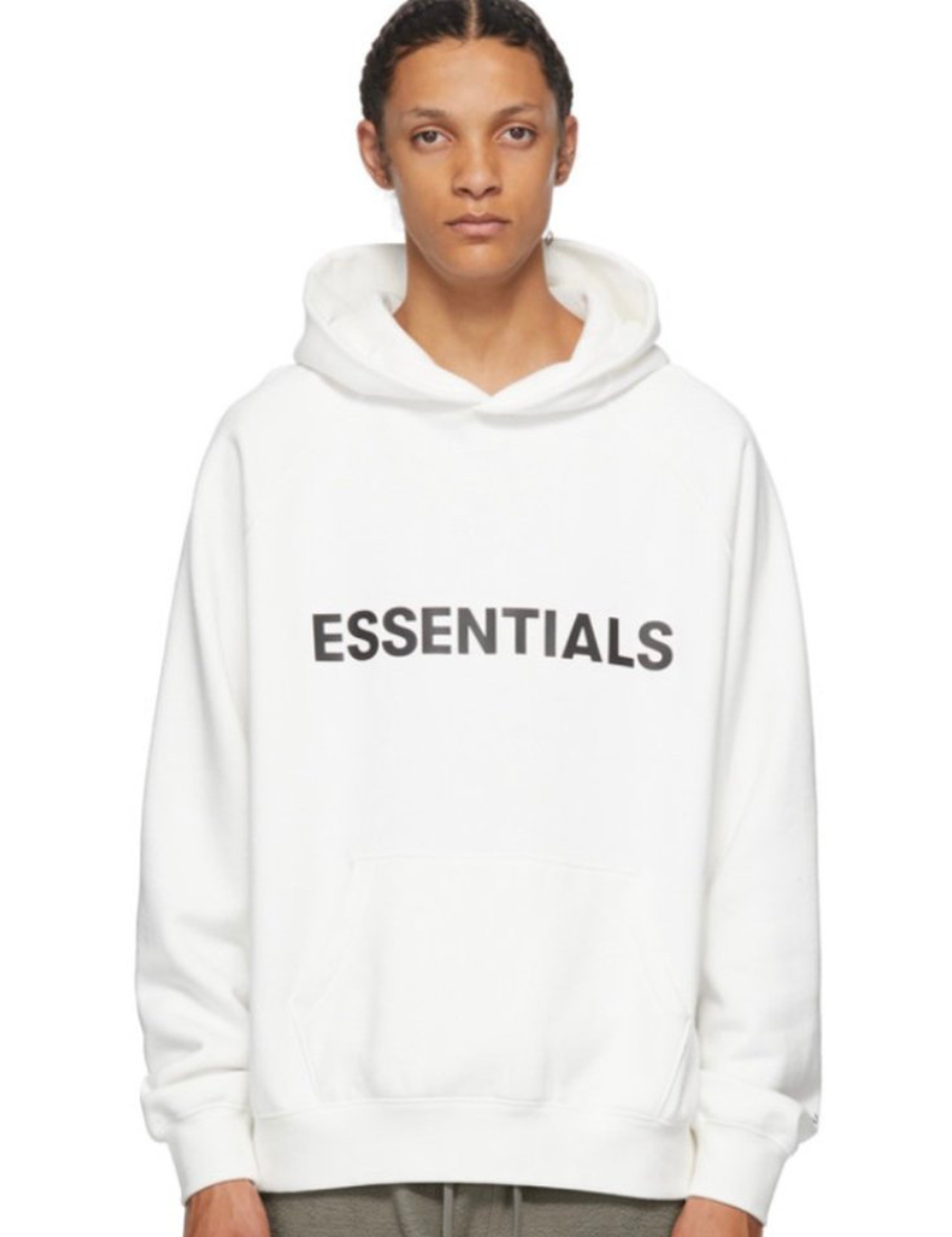 Fear Of God - Essentials Pullover Hoodie Applique Logo (White)