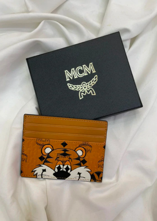MCM Mini Card Case in New Year Tiger Visetos Cognac