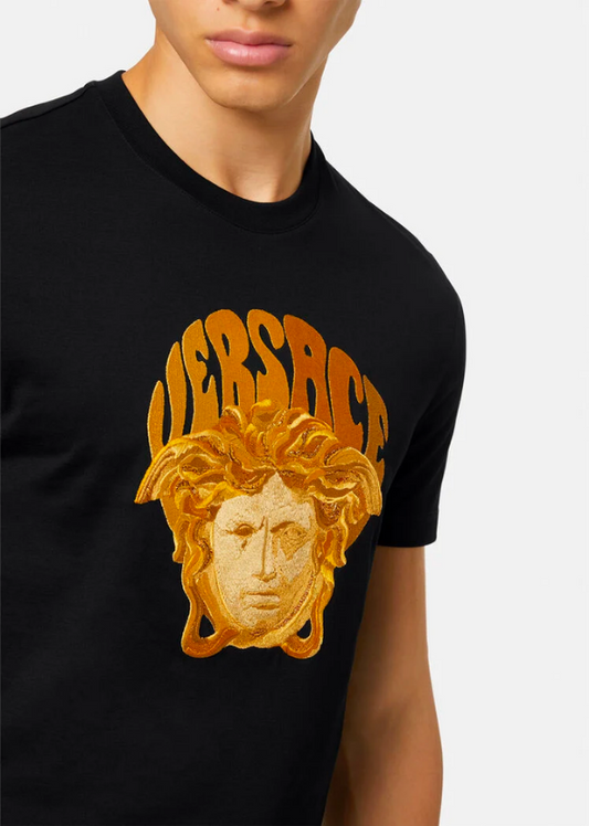 Versace Embroidered Medusa Music T-Shirt (Black)