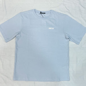 GUESS EMBROIDERED CHEST WORDING LOGO TEE - LIGHT BLUE