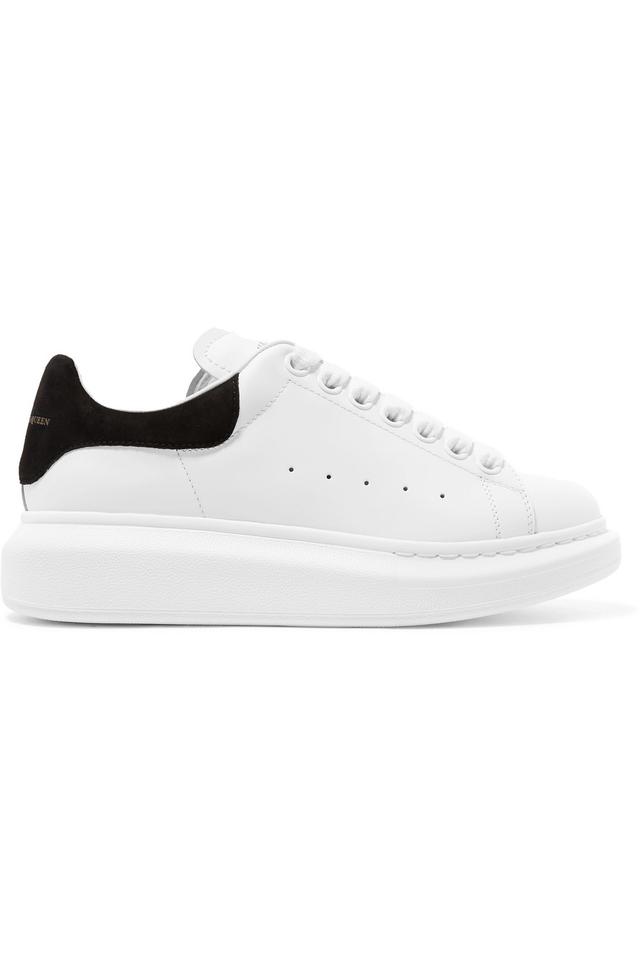 Alexander McQueen Suede Trimmed Leather Exaggerated Sole Sneaker