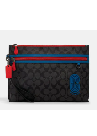 COACH Carryall Pouch In Colorblock Signature Canvas With Coach Patch