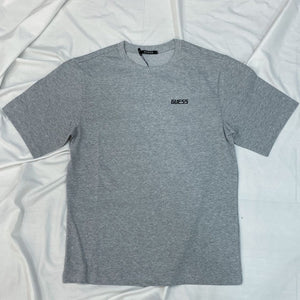 GUESS EMBROIDERED CHEST WORDING LOGO TEE - GREY