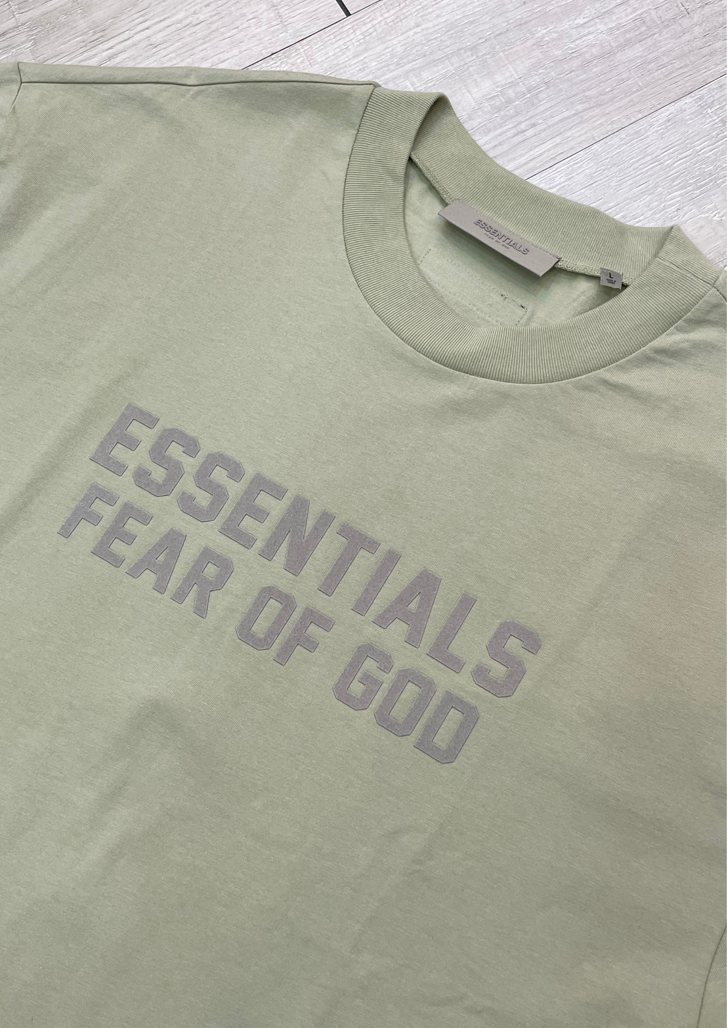 Fear of God Essentials Tee Big Flocked Logo 2022 (Sea Foam)